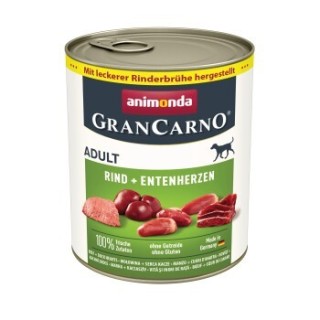 animonda GranCarno Original Nassfutter Hund Adult, Rind und Entenherzen 12x800 g