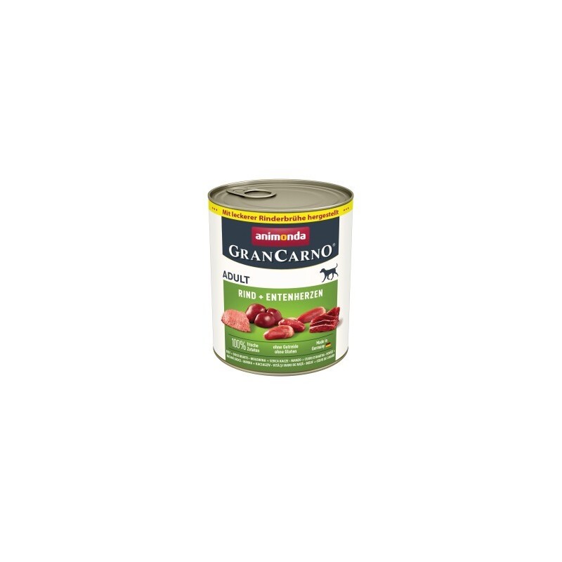 animonda GranCarno Original Nassfutter Hund Adult, Rind und Entenherzen 12x800 g