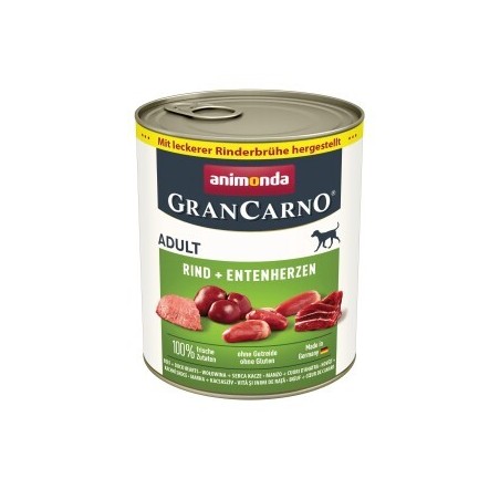 animonda GranCarno Original Nassfutter Hund Adult, Rind und Entenherzen 12x800 g