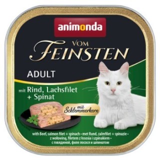 animonda Vom Feinsten Adult mit Schlemmerkern 32x100g Rind, Lachsfilet & Spinat