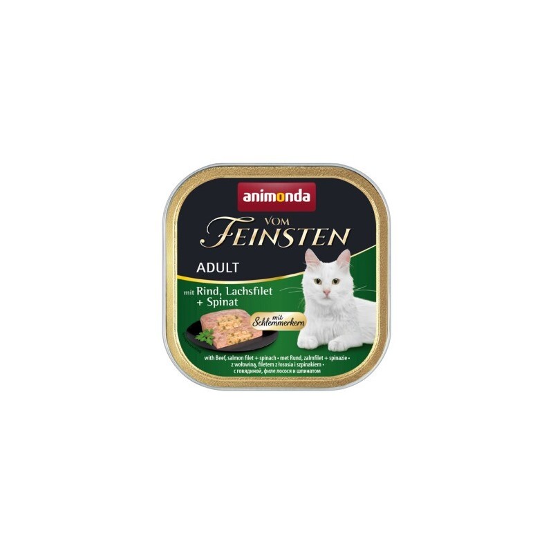 animonda Vom Feinsten Adult mit Schlemmerkern 32x100g Rind, Lachsfilet & Spinat
