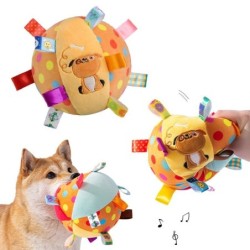 Interaktives Ball-Hundespielzeug für Haustier-Kauer-Training, Dekomprimieren, bissfestes Plüsch-Hundespielzeug mit Glocken, H