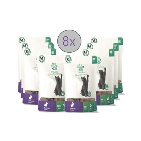 Fellicita Kaninchen Fleischstreifen 8x 50g Fellonis Katzensnacks