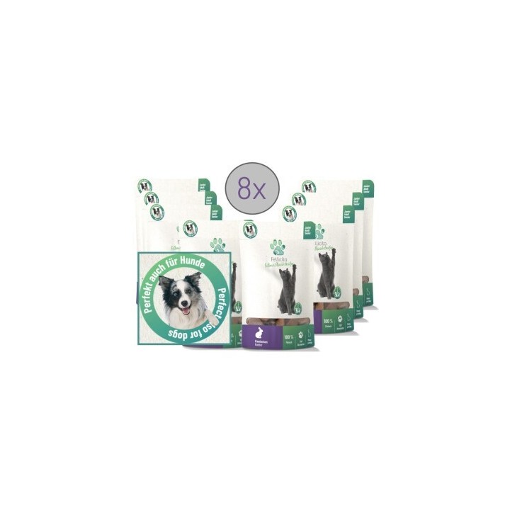Fellicita Kaninchen Fleischstreifen 8x 50g Fellonis Hundensnacks