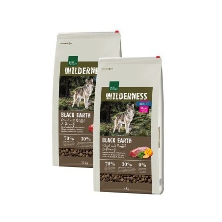 REAL NATURE WILDERNESS Maxi Adult Black Earth Rind mit Strauß & Büffel 2x12 kg