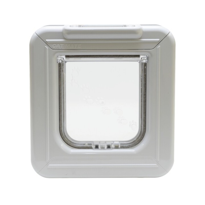 Cat Mate Elite Mikrochip-Katzenklappe mit 4-Wege-Verriegelung und Timer, Weiß (355W)