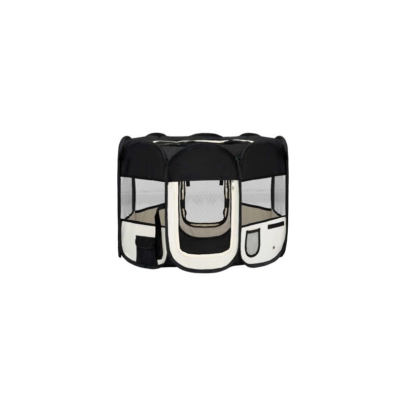 VidaXL faltbarer Welpenlaufstall schwarz 90 cm, 90 cm, 58 cm