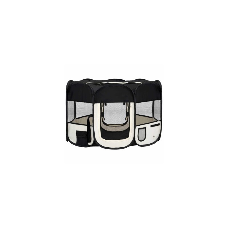 VidaXL faltbarer Welpenlaufstall schwarz 1,1 m, 1,1 m, 58 cm