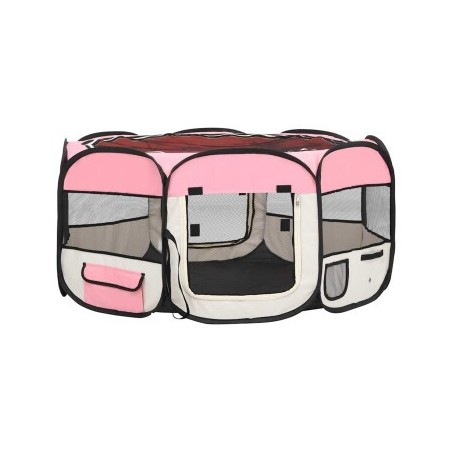 VidaXL faltbarer Welpenlaufstall rosa 1,45 m, 1,45 m, 61 cm