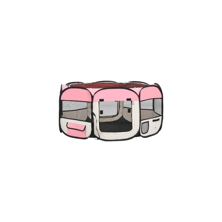 VidaXL faltbarer Welpenlaufstall rosa 1,45 m, 1,45 m, 61 cm