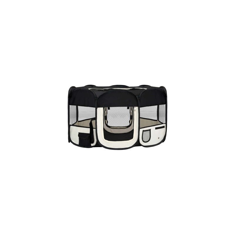 VidaXL faltbarer Welpenlaufstall schwarz 1,45 m, 1,45 m, 61 cm
