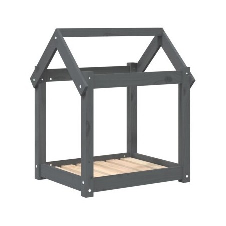 VidaXL Hundebett S (61x50x70 cm) aus Kiefernholz grau