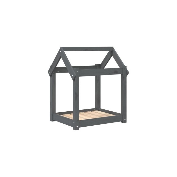 VidaXL Hundebett S (61x50x70 cm) aus Kiefernholz grau