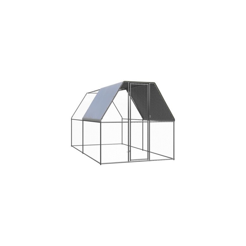 VidaXL Hühnerkäfig / Freilaufgehege mit Teilüberdachung 2 m, 4 m, 2 m