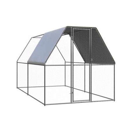 VidaXL Hühnerkäfig / Freilaufgehege mit Teilüberdachung 2 m, 4 m, 2 m