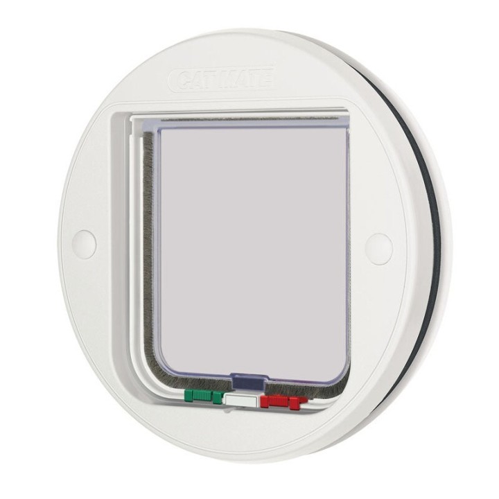 Cat Mate Katzenklappe für Glas mit manueller 4-Wege-Verriegelung – Weiß (210W)