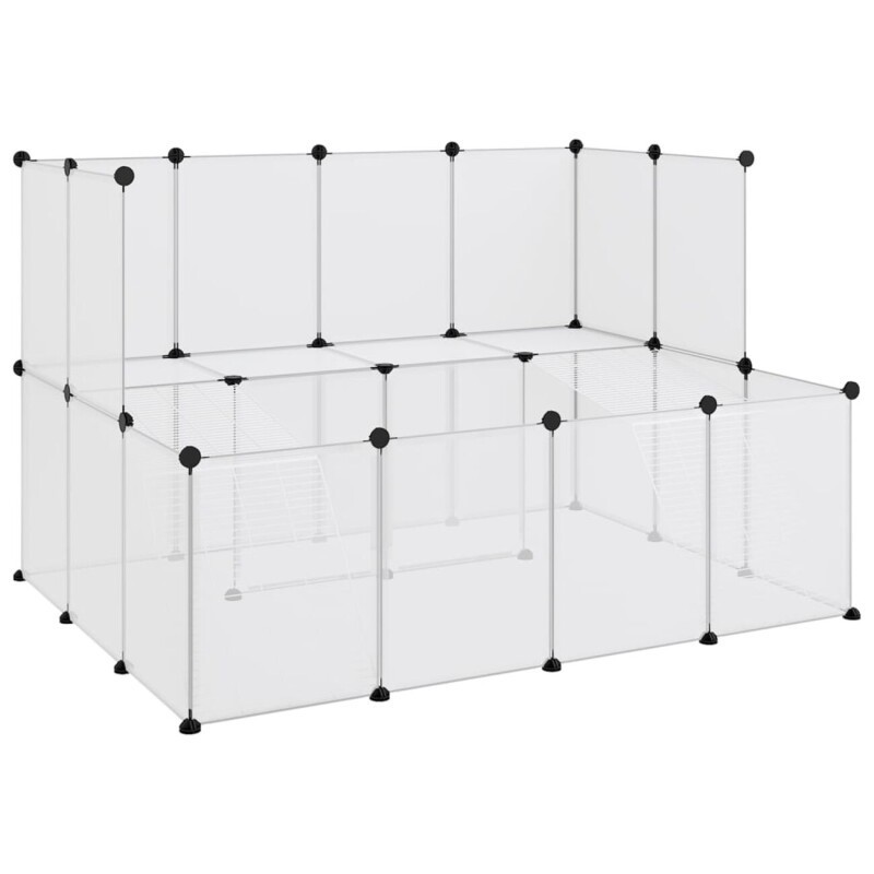 VidaXL Kleintierkäfig PP Stahl Freigehege Transparent/Schwarz