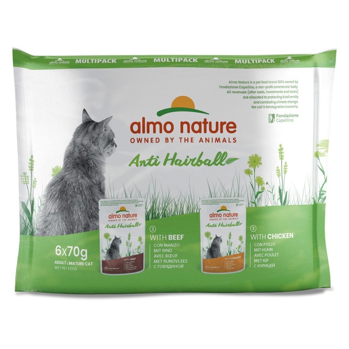 Almo Nature Holistic Anti Hairball 6 x 70 g Huhn & Rind