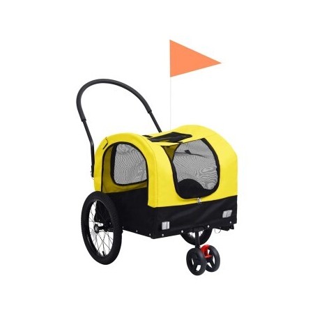 VidaXL Hunde 2-in-1 Fahrradanhänger & Jogger gelb
