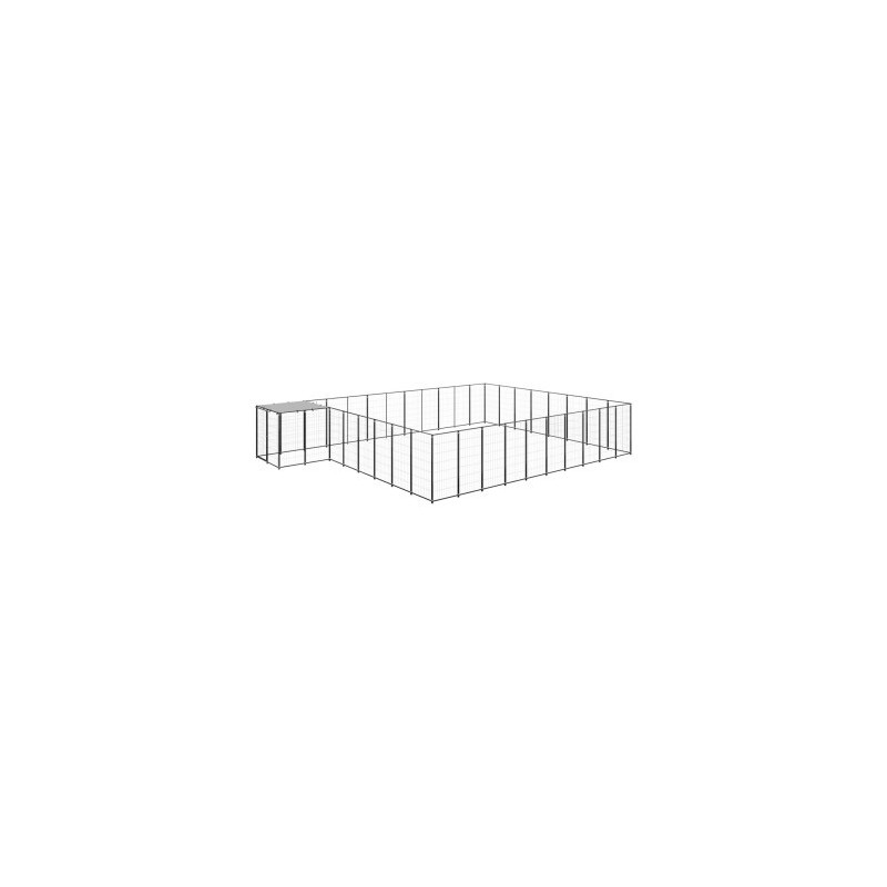 VidaXL Hundezwinger Stahl schwarz 6,6 m, 4,4 m, 1,1 m