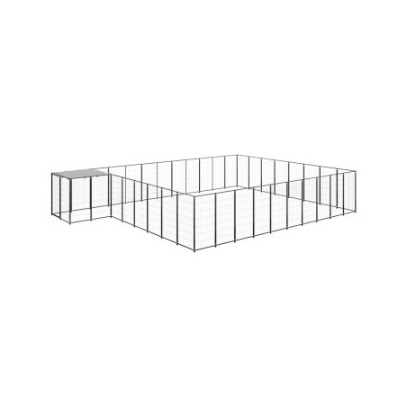 VidaXL Hundezwinger Stahl schwarz 6,6 m, 4,4 m, 1,1 m