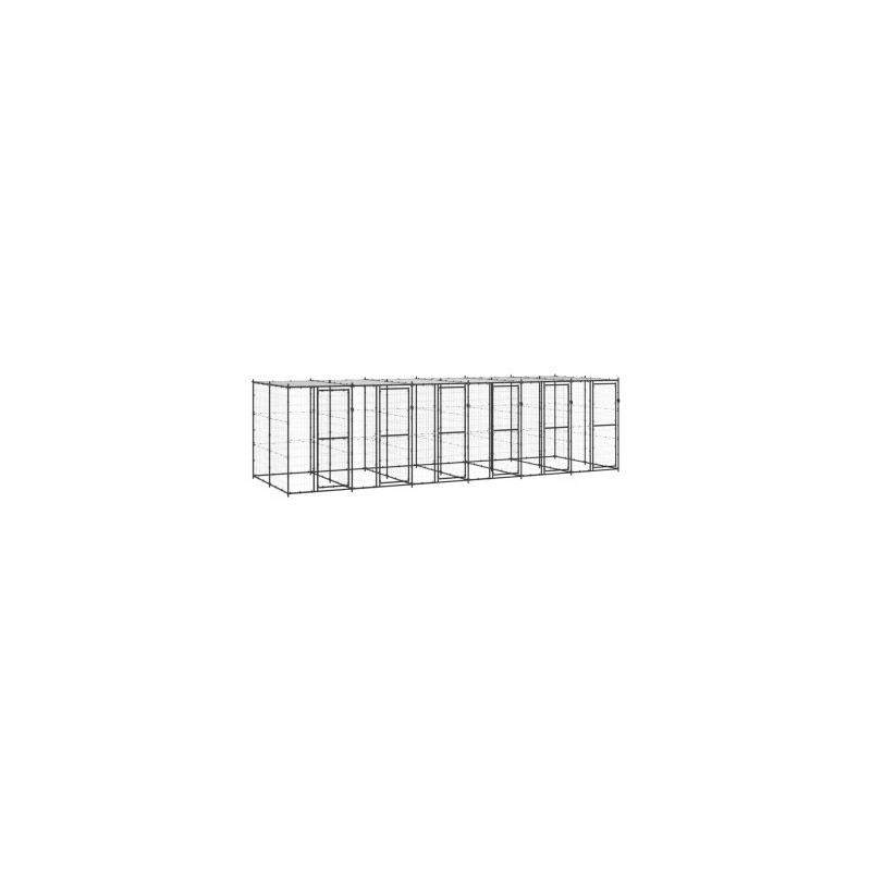 VidaXL Outdoor-Hundezwinger Stahl mit Dach