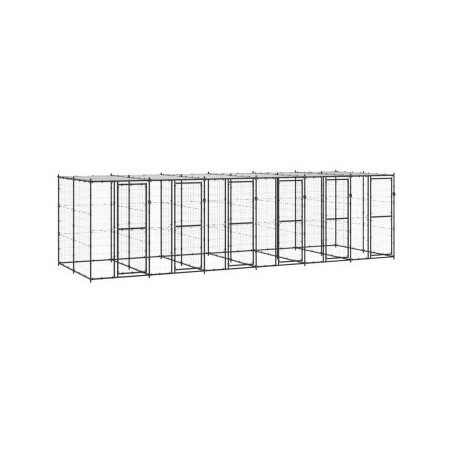 VidaXL Outdoor-Hundezwinger Stahl mit Dach
