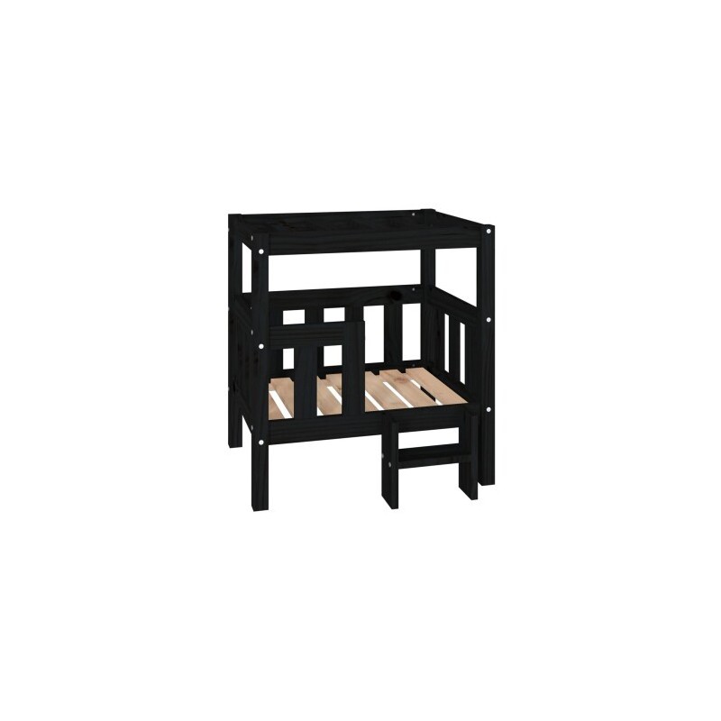 VidaXL erhöhtes Hundebett aus Kiefernholz schwarz 43 cm, 70 cm, 43 cm