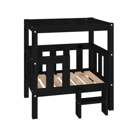 VidaXL erhöhtes Hundebett aus Kiefernholz schwarz 43 cm, 70 cm, 43 cm