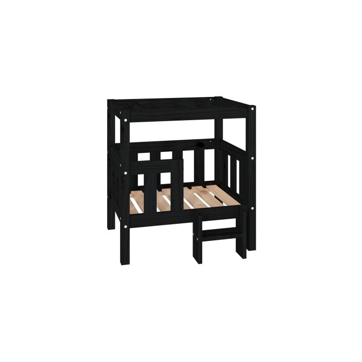VidaXL erhöhtes Hundebett aus Kiefernholz schwarz 43 cm, 70 cm, 43 cm