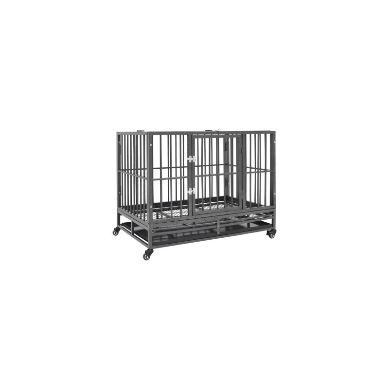 VidaXL Hundekäfig mit Rollen aus Stahl 92 cm, 62 cm, 76 cm