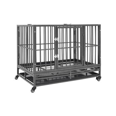 VidaXL Hundekäfig mit Rollen aus Stahl 92 cm, 62 cm, 76 cm