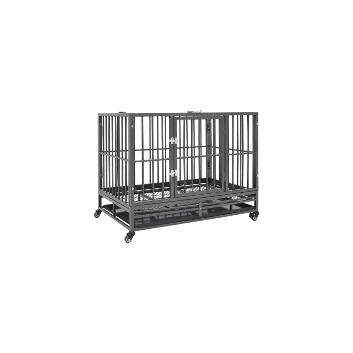 VidaXL Hundekäfig mit Rollen aus Stahl 92 cm, 62 cm, 76 cm