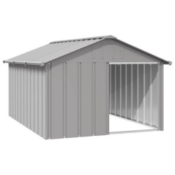 VidaXL Hundehütte Verzinkter Stahl Hundezwinger Hundekäfig grau 1,165 m, 1,53 m, 81,5 cm