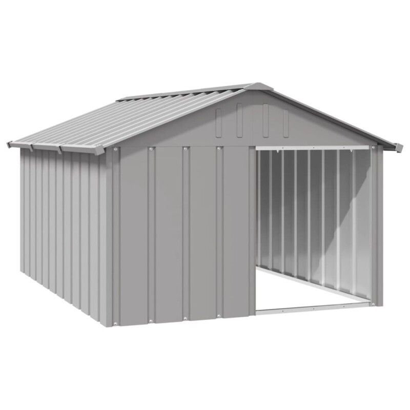 VidaXL Hundehütte Verzinkter Stahl Hundezwinger Hundekäfig grau 1,165 m, 1,53 m, 81,5 cm