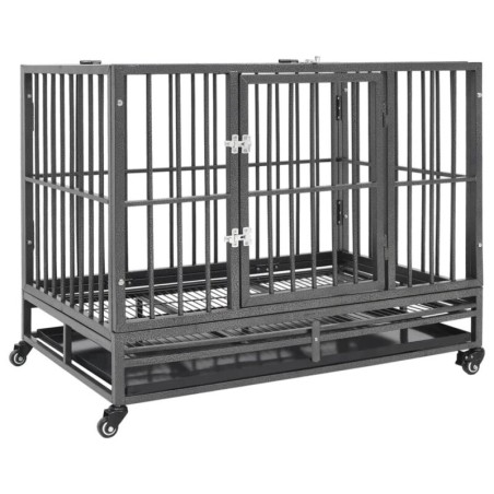VidaXL Hundekäfig mit Rollen aus Stahl 92 cm, 62 cm, 76 cm
