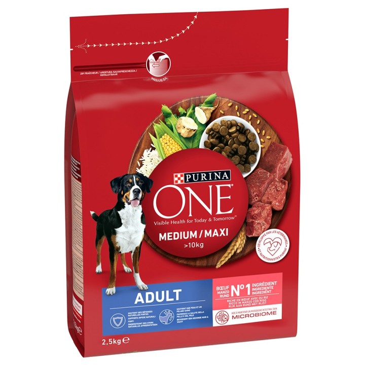 PURINA ONE Medium/Maxi Adult Rind & Reis - 2,5 kg
