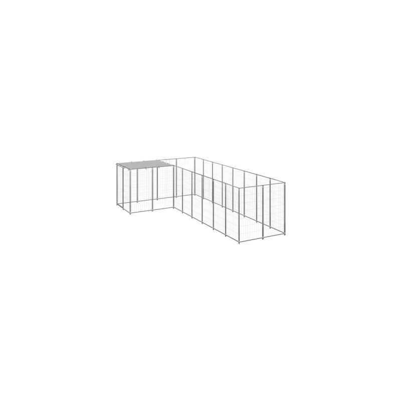 VidaXL Hundezwinger Stahl silber 2,2 m, 4,4 m, 1,1 m