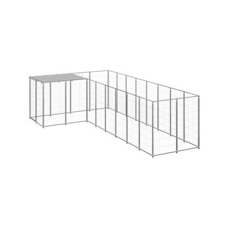 VidaXL Hundezwinger Stahl silber 2,2 m, 4,4 m, 1,1 m