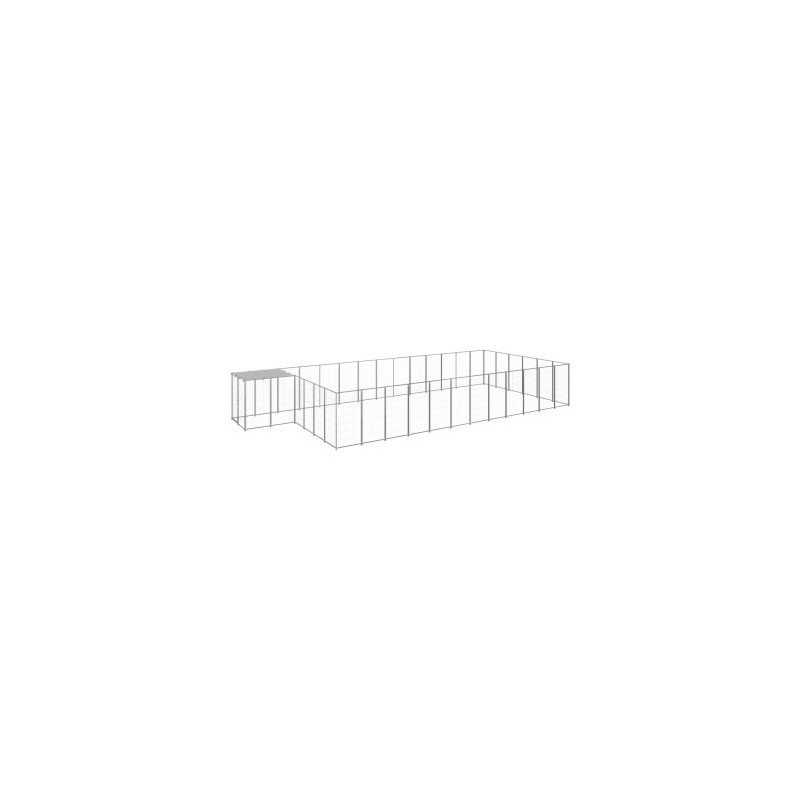 VidaXL Hundezwinger Stahl silber 7,7 m, 3,3 m, 1,1 m
