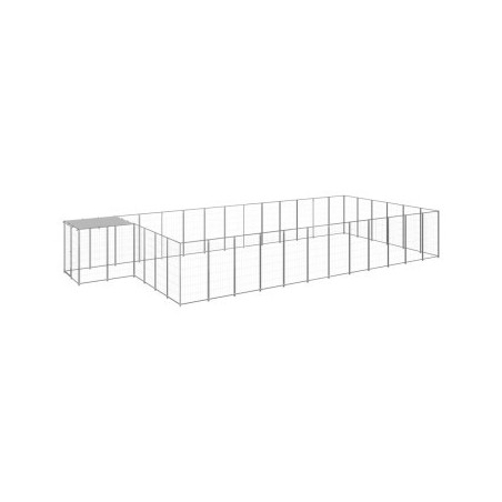 VidaXL Hundezwinger Stahl silber 7,7 m, 3,3 m, 1,1 m