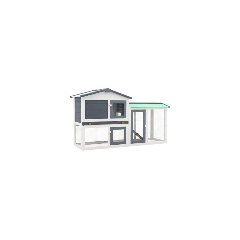 VidaXL Kaninchenstall / Hasenstall grau