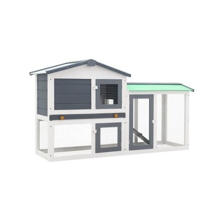 VidaXL Kaninchenstall / Hasenstall grau