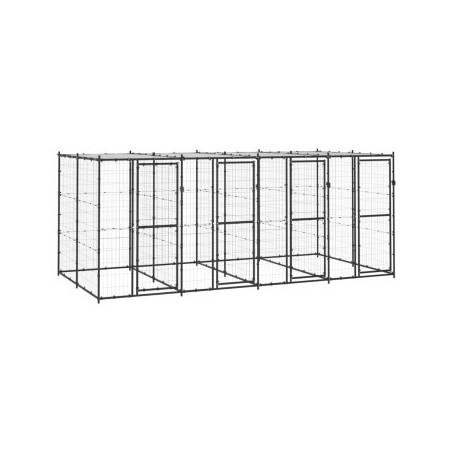 VidaXL Outdoor-Hundezwinger Stahl mit Dach