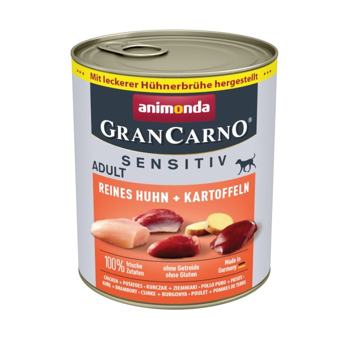 animonda GranCarno Adult Sensitive 6 x 800 g - Reines Huhn & Kartoffeln