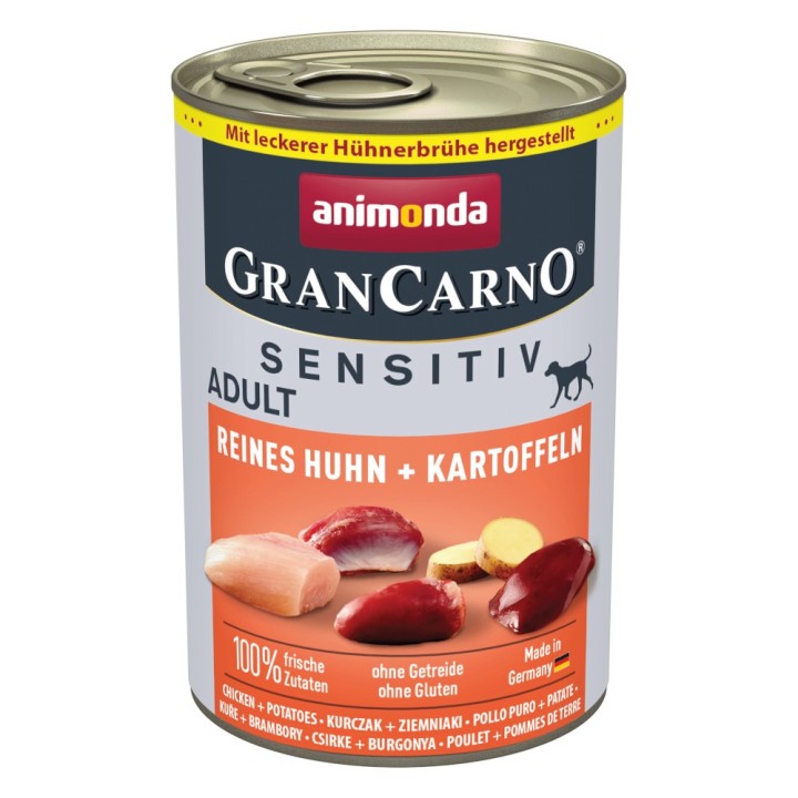 animonda GranCarno Adult Sensitive 6 x 400 g - Reines Huhn & Kartoffeln
