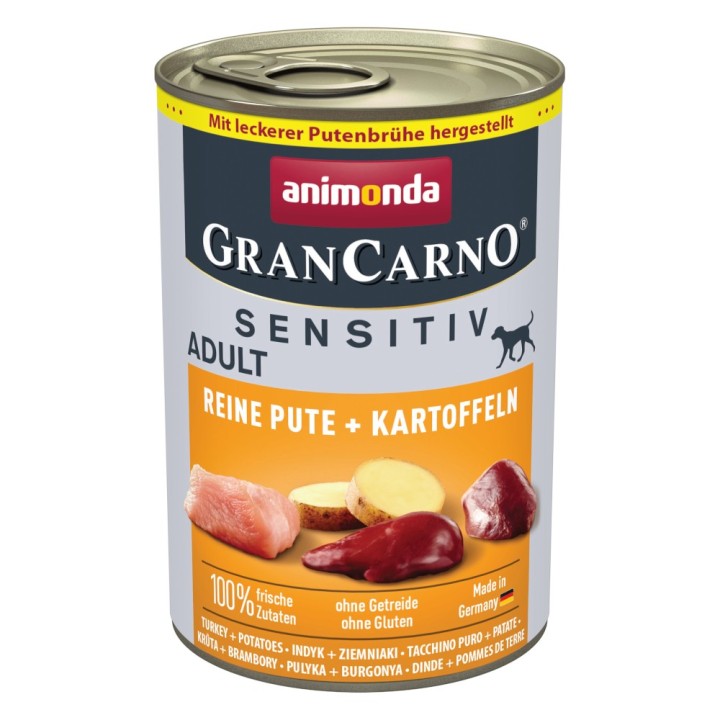 animonda GranCarno Adult Sensitive 6 x 400 g - Reine Pute & Kartoffeln