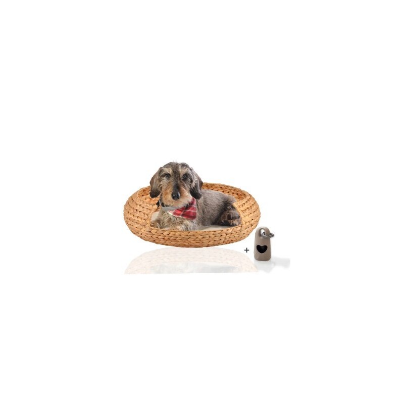 Silvio Design Rohrschneider® runder Hundekorb aus geflochtener Wasserhyazinthe, Hundesofa für kleine, mittelgroße und große H