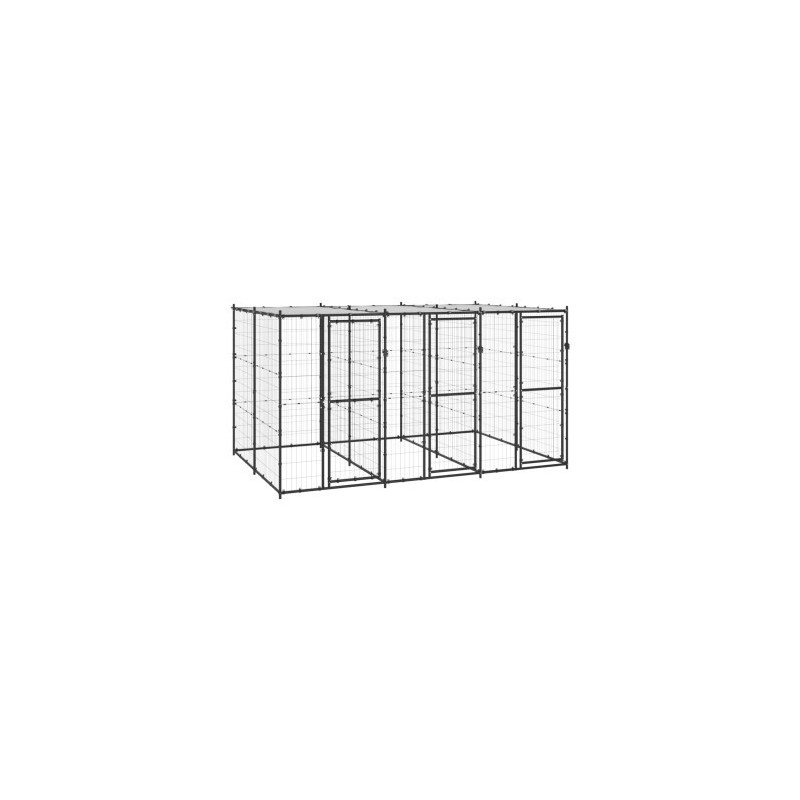 VidaXL Outdoor-Hundezwinger Stahl mit Dach