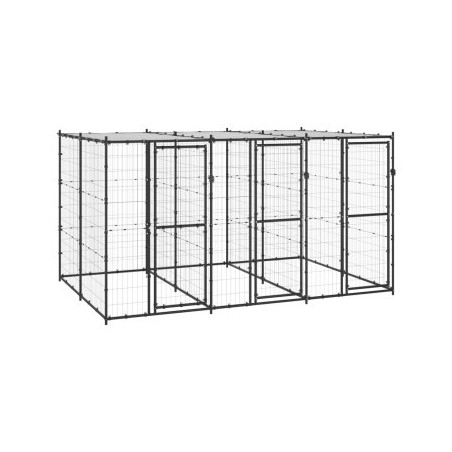 VidaXL Outdoor-Hundezwinger Stahl mit Dach